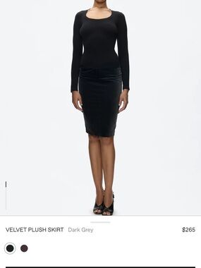 Tankair Velvet Plush Pencil Skirt - Dark Grey